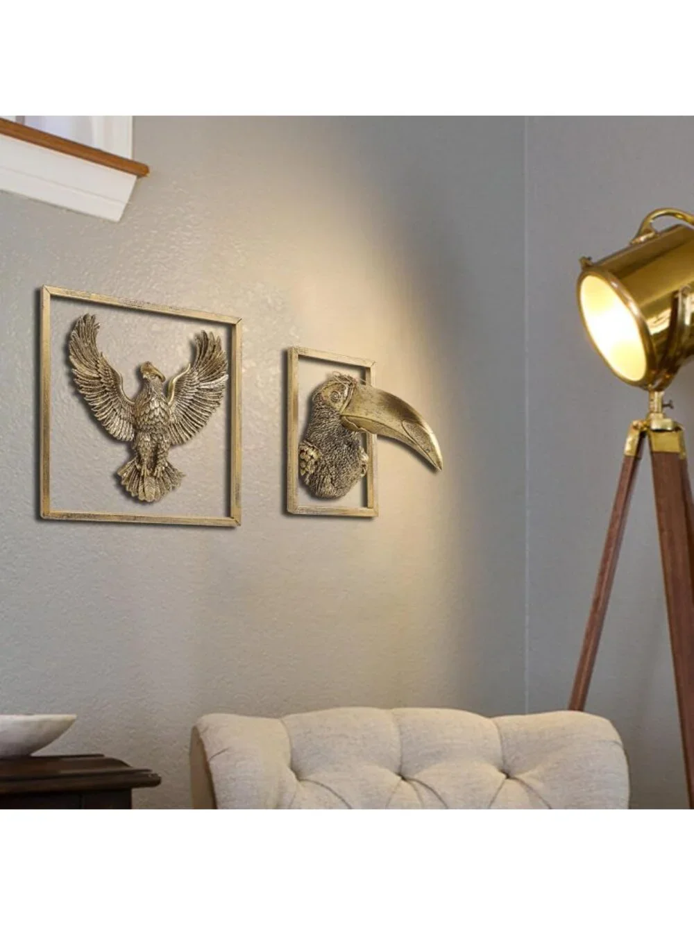 Colorful Bird Wall Art Sculpture - Handmade Metal Frame Decor for Living Room